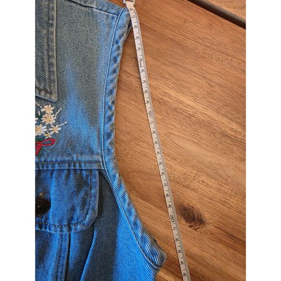Vintage Tickets Denim Vest Girls 11/12 USA Made Floral Embroidery 90s Y2K - Picture 8 of 9
